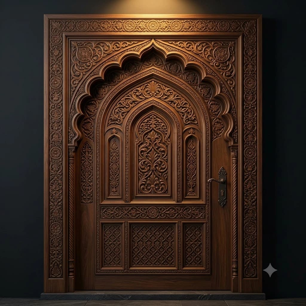 Mughal Arch Carved Designer Door
